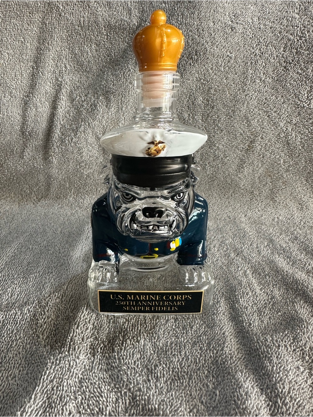 United States Marine Corp Bulldog Decanter - Blue and Gold